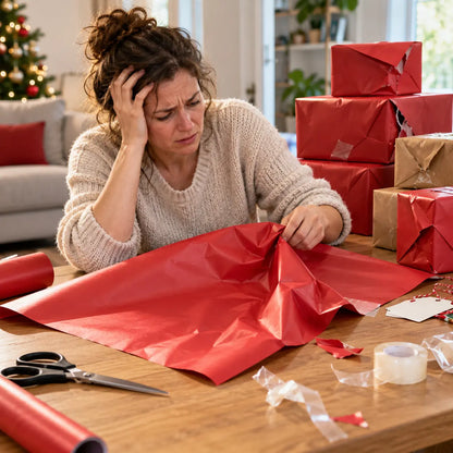 Cortador de papel de regalo y dispensador de cinta adhesiva 2 en 1